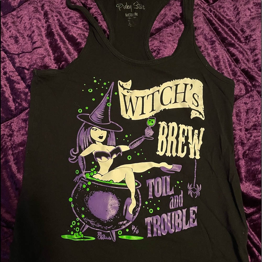 Witches brew pinky star Razorback cotton tank